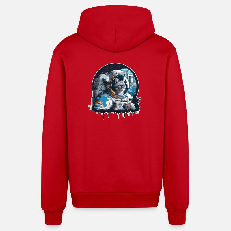 Un chat en costume d’astronaute - Veste à capuche bio décontractée fabriquée en UE - rouge