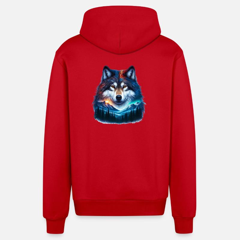 Wolf - Organic Relaxed Hooded Jacket Made in EU - red