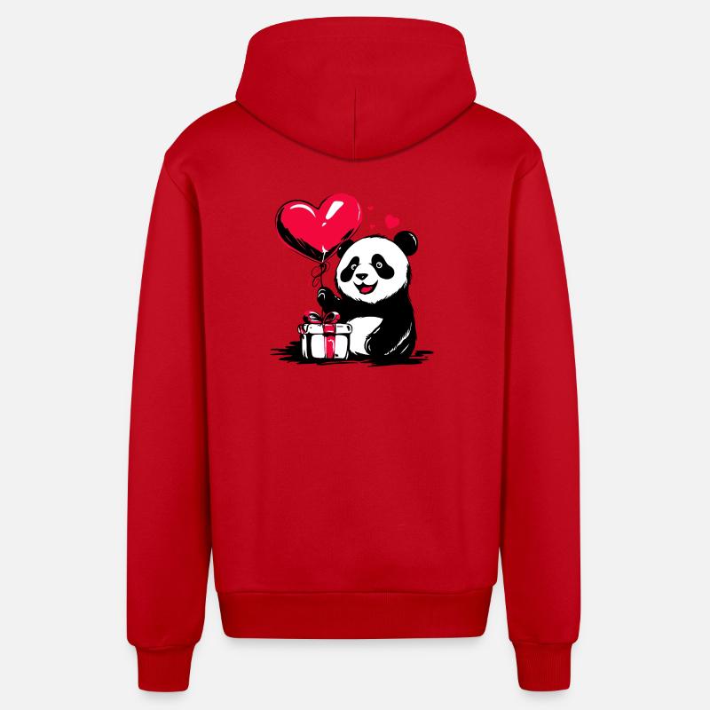 Ballon panda avec coeur - Heartful Creatures - Veste à capuche bio décontractée fabriquée en UE - rouge