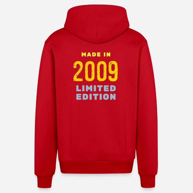 2009 - Veste à capuche bio décontractée fabriquée en UE - rouge