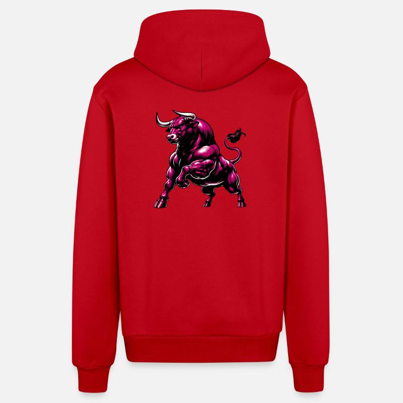 Bull - Organic Relaxed Hooded Jacket Made in EU - red