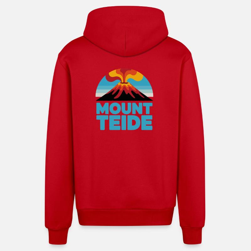 Mont Teide Cyclisme Volcano Art - Veste à capuche bio décontractée fabriquée en UE - rouge