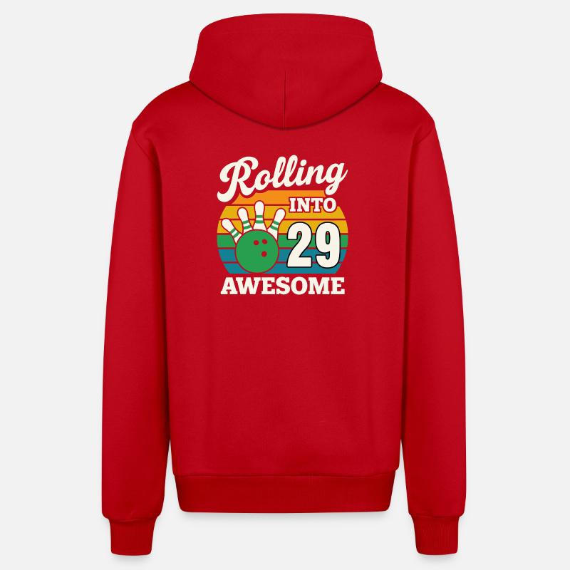 Bowling 29e anniversaire Célébration Graphique - Veste à capuche bio décontractée fabriquée en UE - rouge