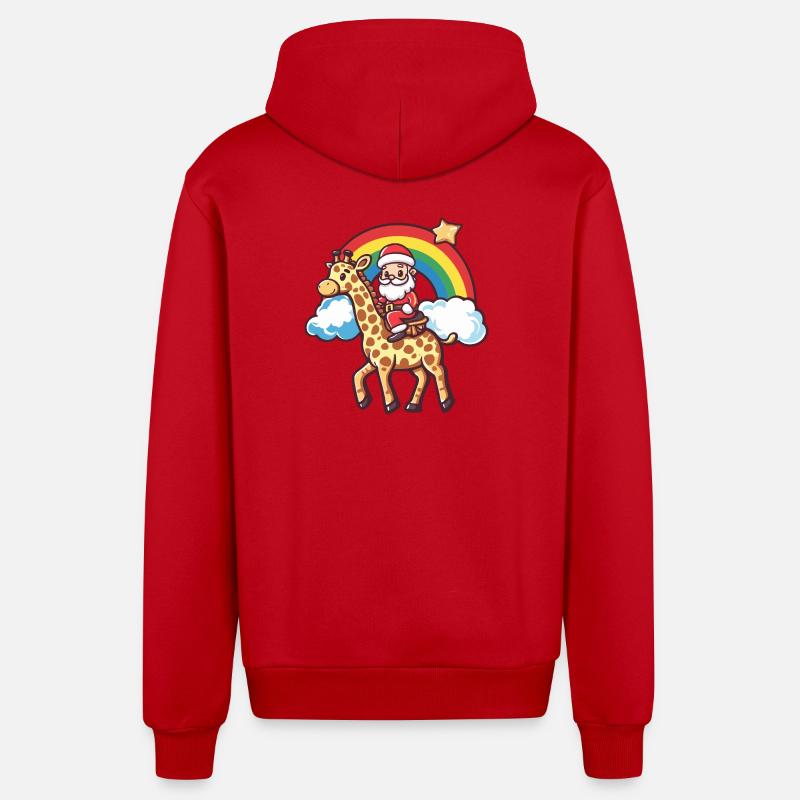 Girafe Père Noël Noël - Veste à capuche bio décontractée fabriquée en UE - rouge