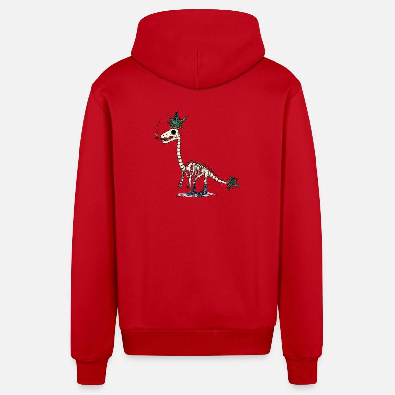 Joint squelette de dinosaure Stoner & Fleurs - Veste à capuche bio décontractée fabriquée en UE - rouge