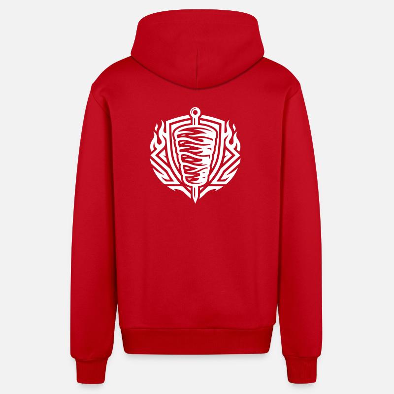 Symbole de brochette Doner Kebab - Veste à capuche bio décontractée fabriquée en UE - rouge