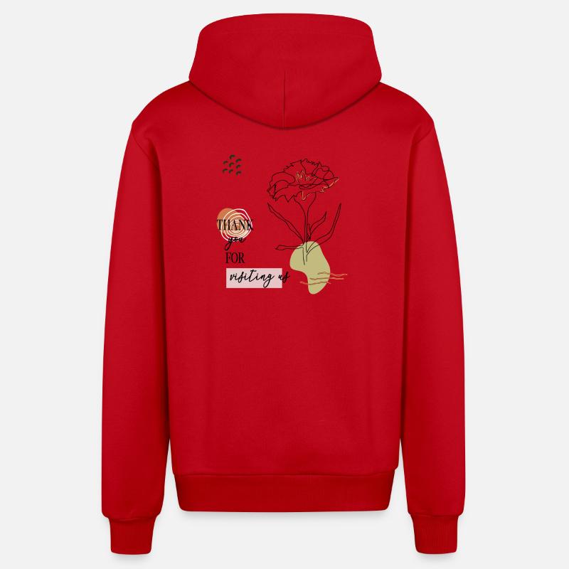 Merci à mes salutations - Veste à capuche bio décontractée fabriquée en UE - rouge