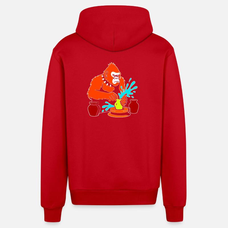 Gorilla Pottery Splash Studio - Organic Relaxed Kapuzenjacke Made in EU - Rot