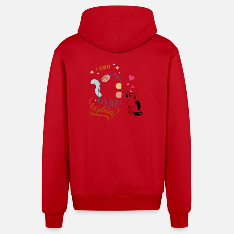 I can explain - Organic Relaxed Hooded Jacket Made in EU - red