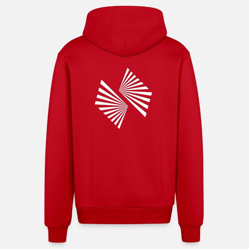Géométrie du Spiral Sunburst - Veste à capuche bio décontractée fabriquée en UE - rouge