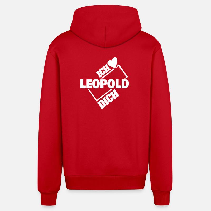 Cher Léopold - Veste à capuche bio décontractée fabriquée en UE - rouge