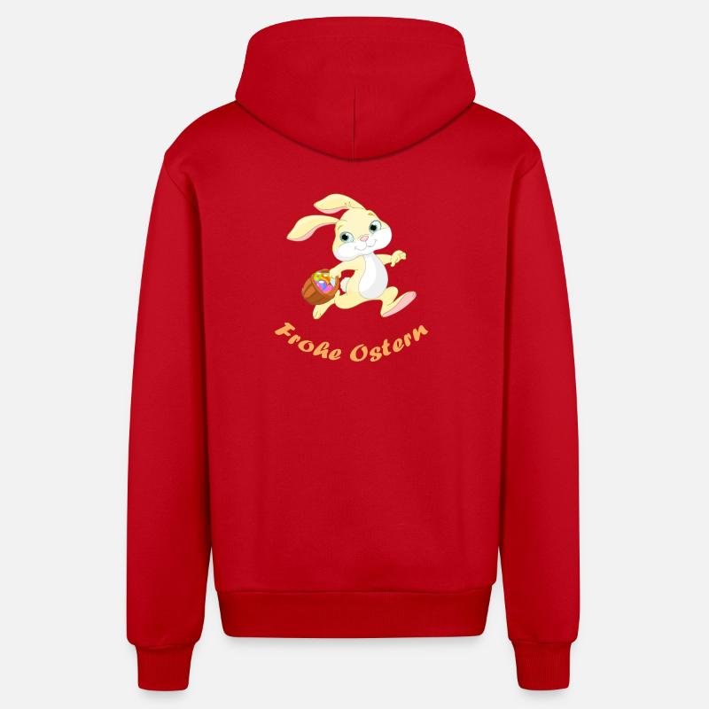 Pâques - Veste à capuche bio décontractée fabriquée en UE - rouge