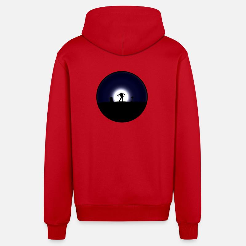 Observation de zombies à minuit - Veste à capuche bio décontractée fabriquée en UE - rouge