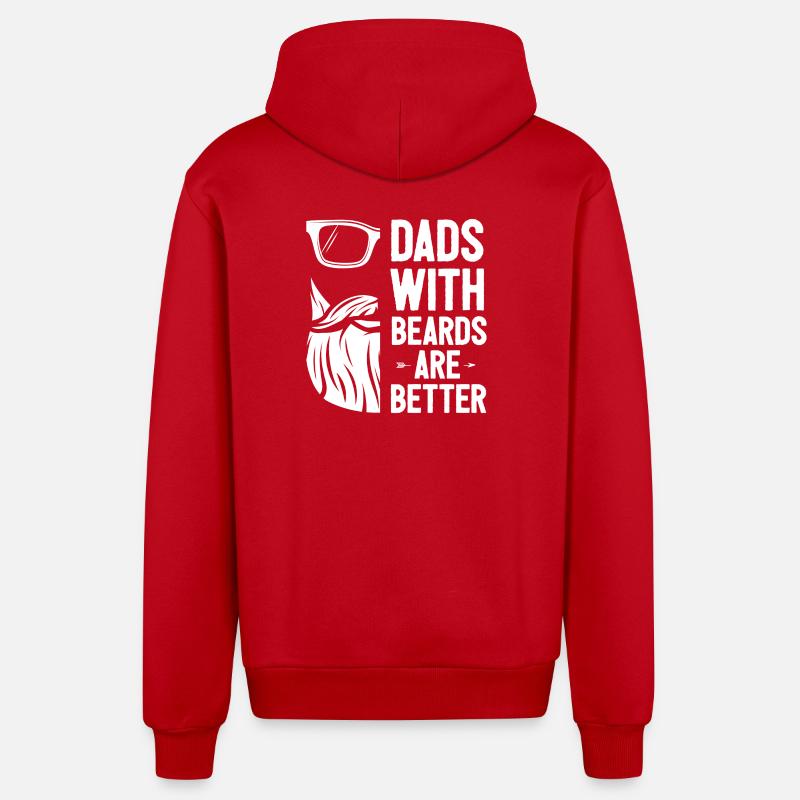 Dads with Beards Are Better - Organic Relaxed Hooded Jacket Made in EU - red