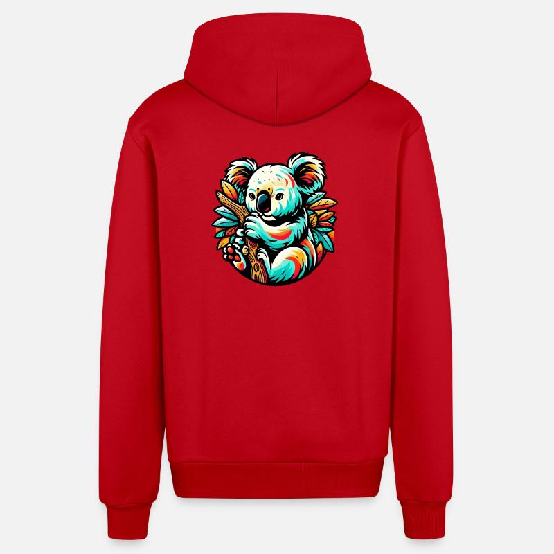 Koala - Veste à capuche bio décontractée fabriquée en UE - rouge