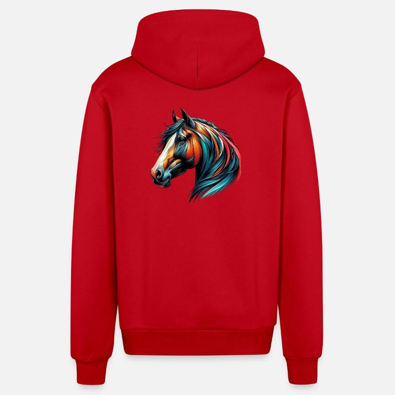 Cheval - Veste à capuche bio décontractée fabriquée en UE - rouge