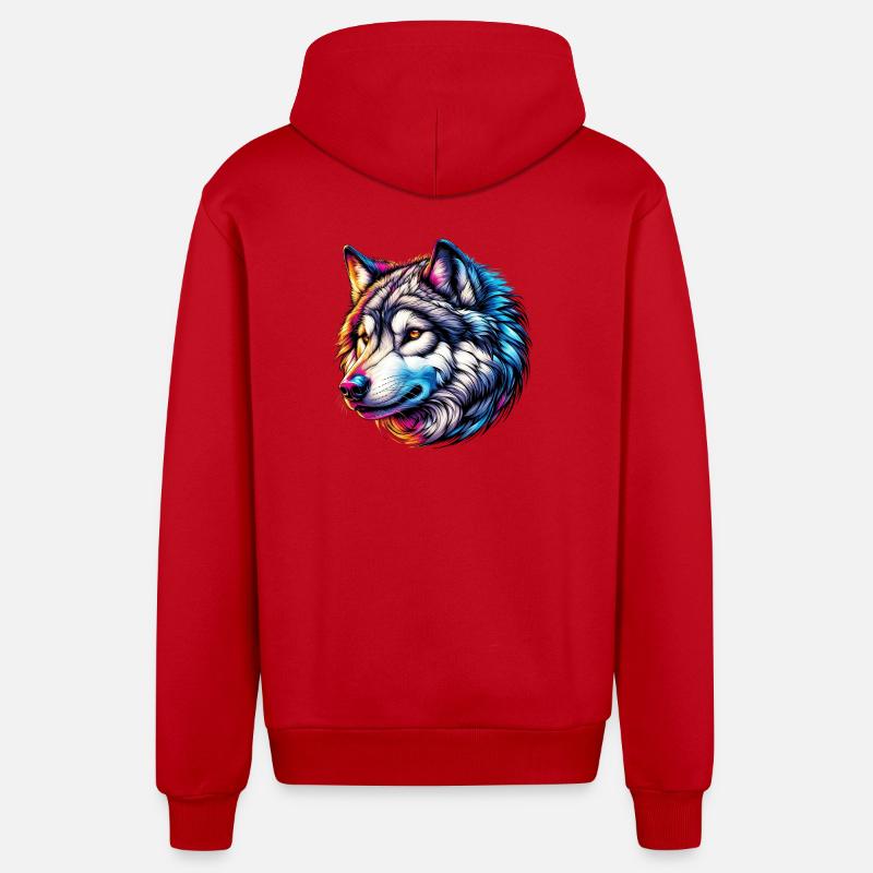 Loup - Veste à capuche bio décontractée fabriquée en UE - rouge