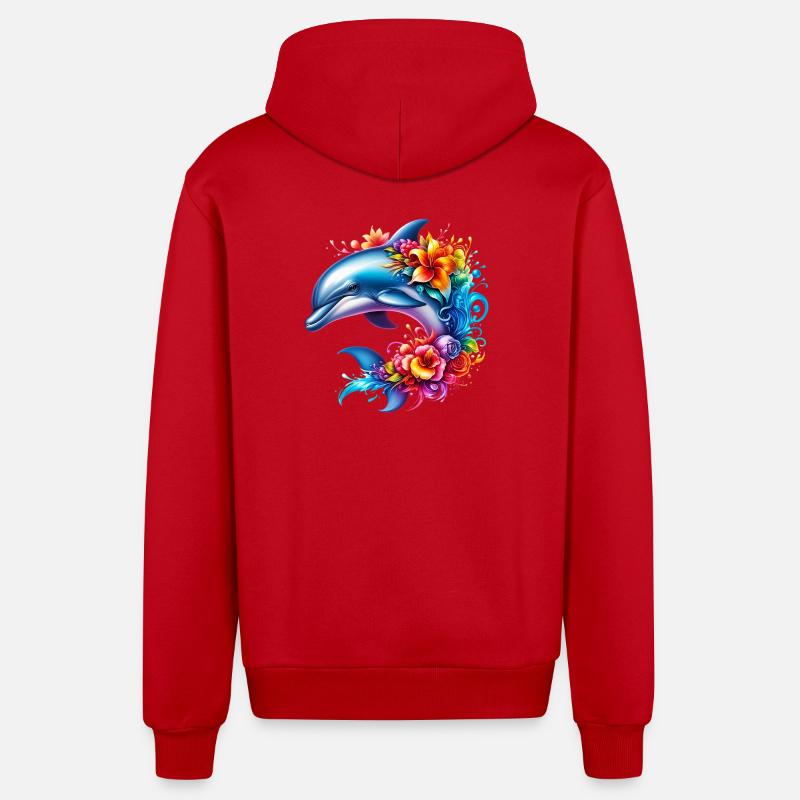 Delfin - Organic Relaxed Kapuzenjacke Made in EU - Rot