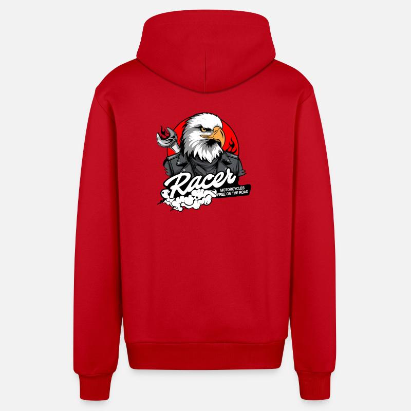 BIKER EAGLE - Veste à capuche bio décontractée fabriquée en UE - rouge