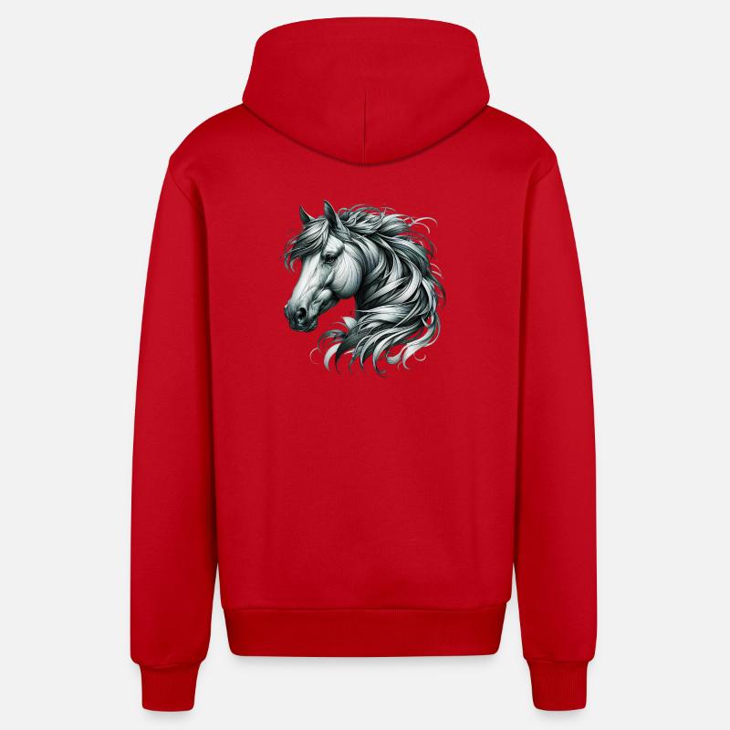 Cheval - Veste à capuche bio décontractée fabriquée en UE - rouge
