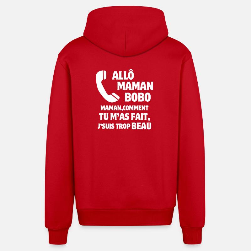maman, super maman, beau gosse - Veste à capuche bio décontractée fabriquée en UE - rouge