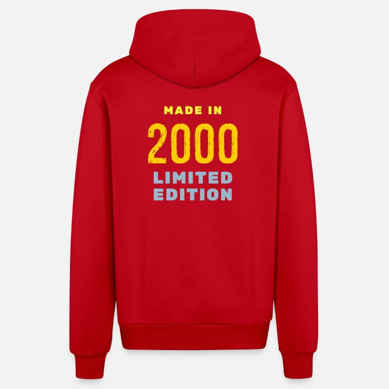 2000 - Veste à capuche bio décontractée fabriquée en UE - rouge