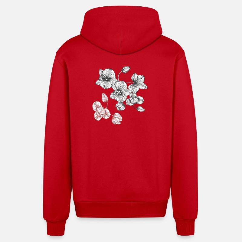 Vrille de fleur - Veste à capuche bio décontractée fabriquée en UE - rouge