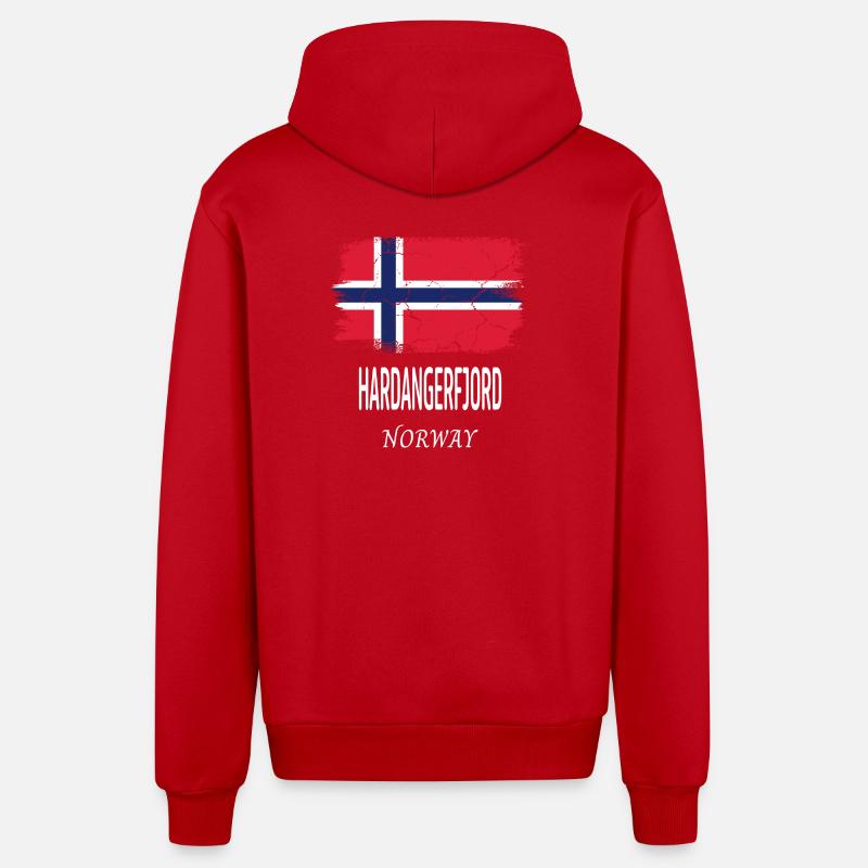 Hardangerfjord - Veste à capuche bio décontractée fabriquée en UE - rouge