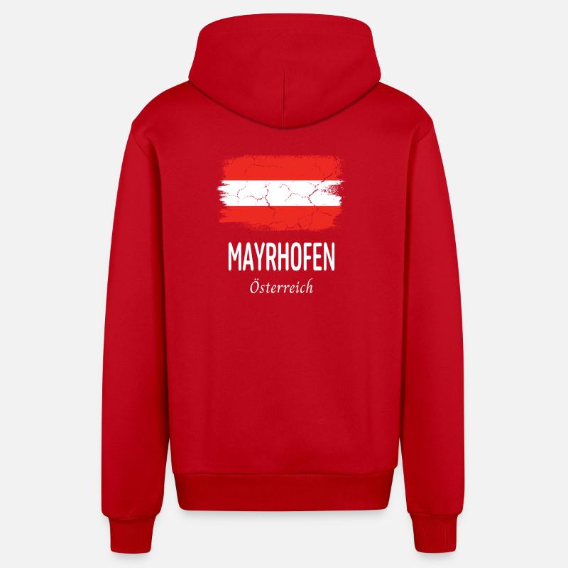 Mayrhofen - Veste à capuche bio décontractée fabriquée en UE - rouge