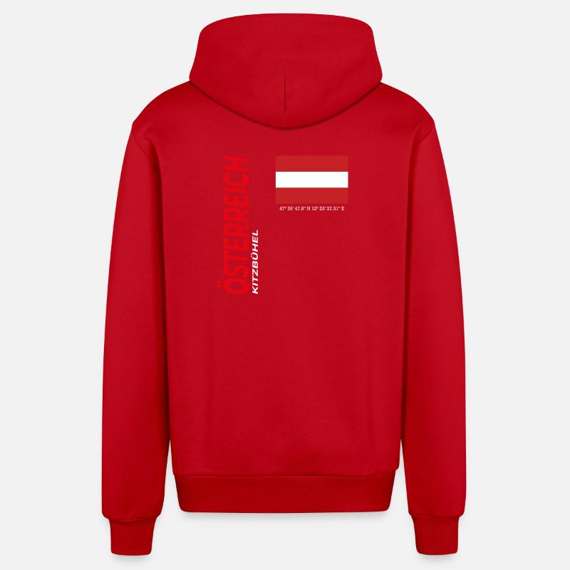 Kitzbühel - Veste à capuche bio décontractée fabriquée en UE - rouge