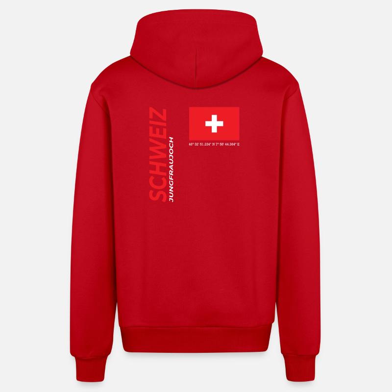 Jungfraujoch - Veste à capuche bio décontractée fabriquée en UE - rouge