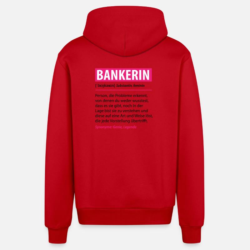 Drôle de banquier profession définition cadeau - Veste à capuche bio décontractée fabriquée en UE - rouge