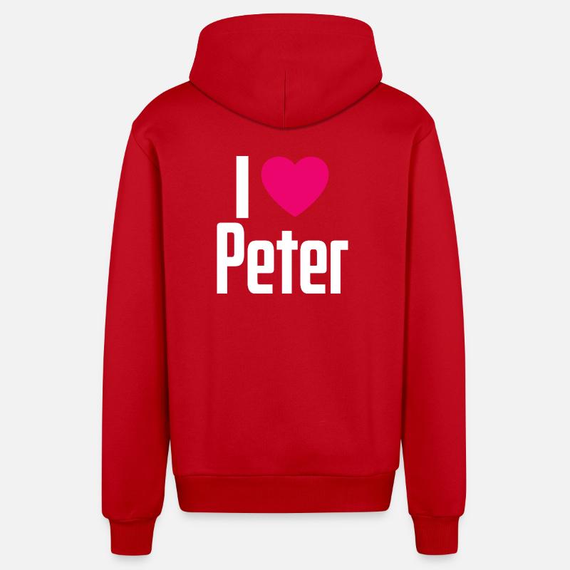 J’aime Peter Pink Heart J’aime Peter - Veste à capuche bio décontractée fabriquée en UE - rouge