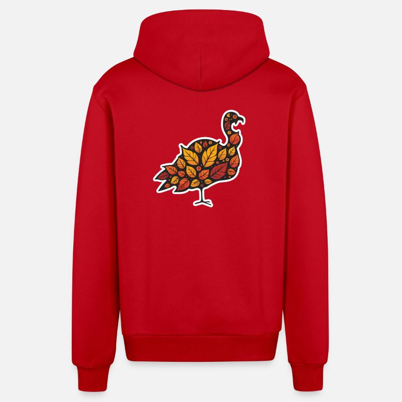 Herbstblatt Truthahn - Organic Relaxed Kapuzenjacke Made in EU - Rot