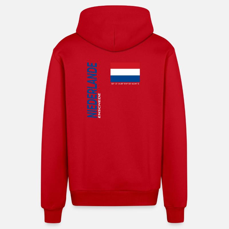 Enschede - Veste à capuche bio décontractée fabriquée en UE - rouge