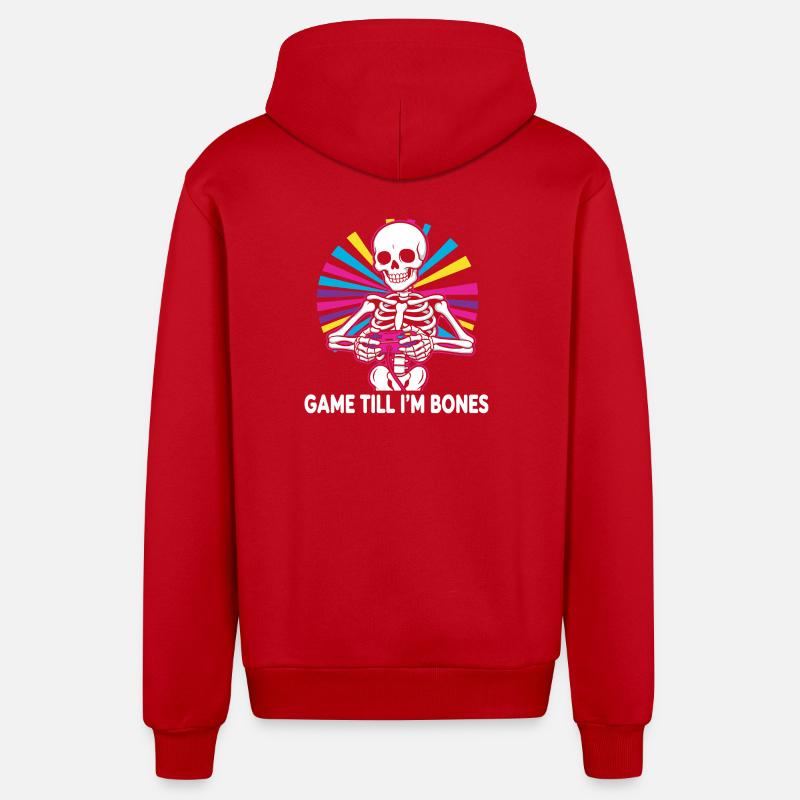 Game Till Bones Skeleton Controller - Organic Relaxed Hooded Jacket Made in EU - red