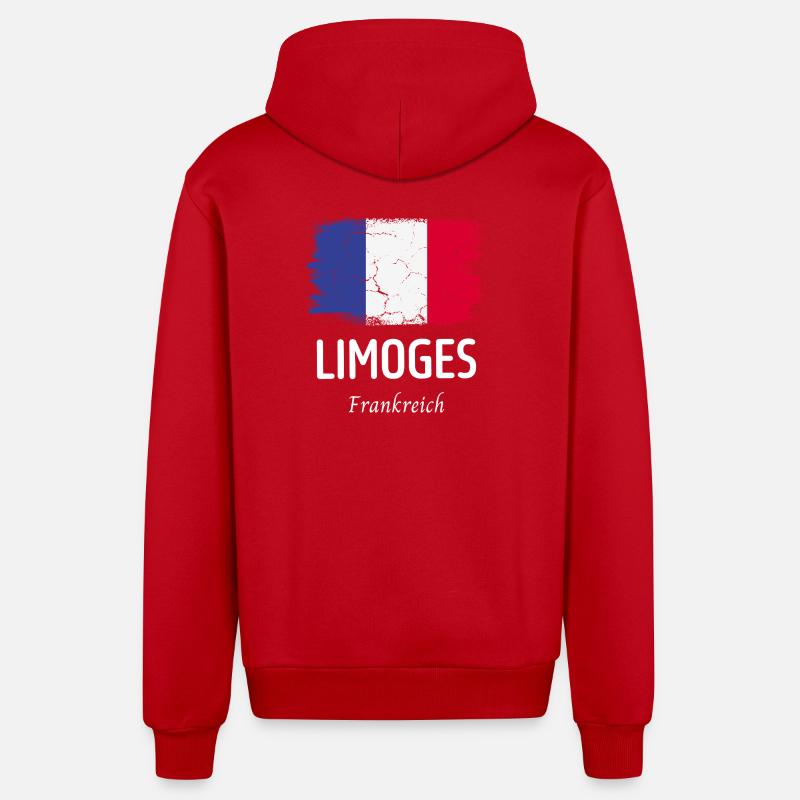 Limoges - Veste à capuche bio décontractée fabriquée en UE - rouge