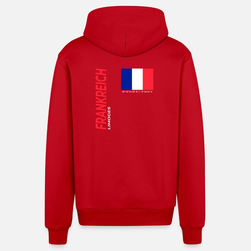 Limoges - Veste à capuche bio décontractée fabriquée en UE - rouge
