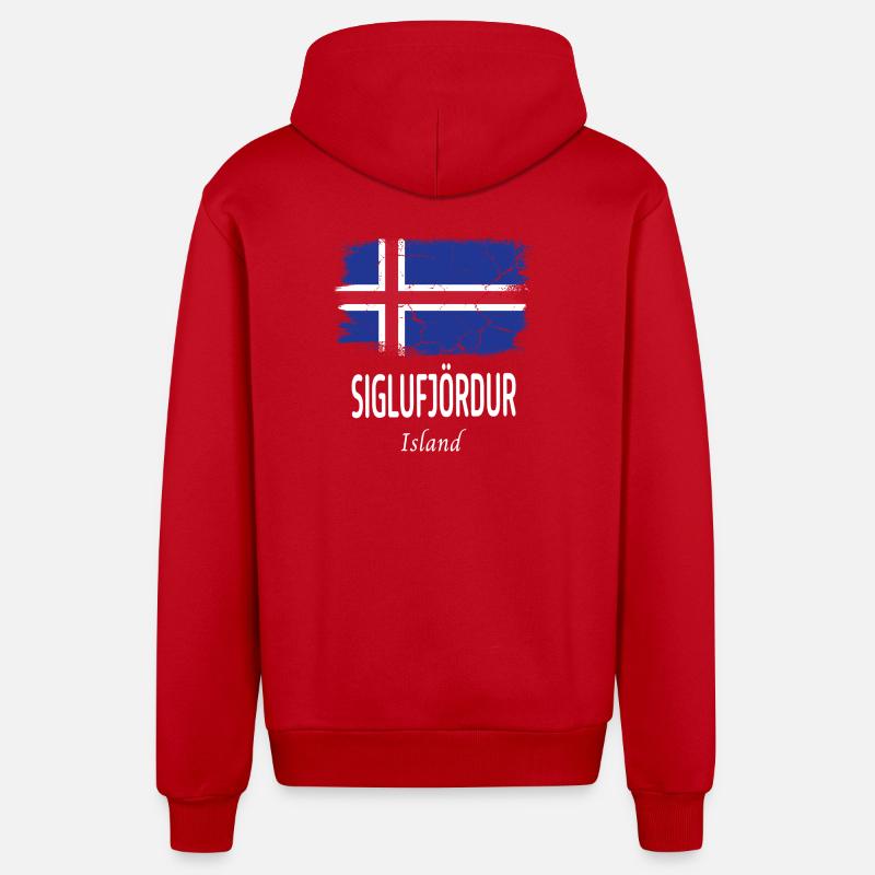 Siglufjördur - Veste à capuche bio décontractée fabriquée en UE - rouge