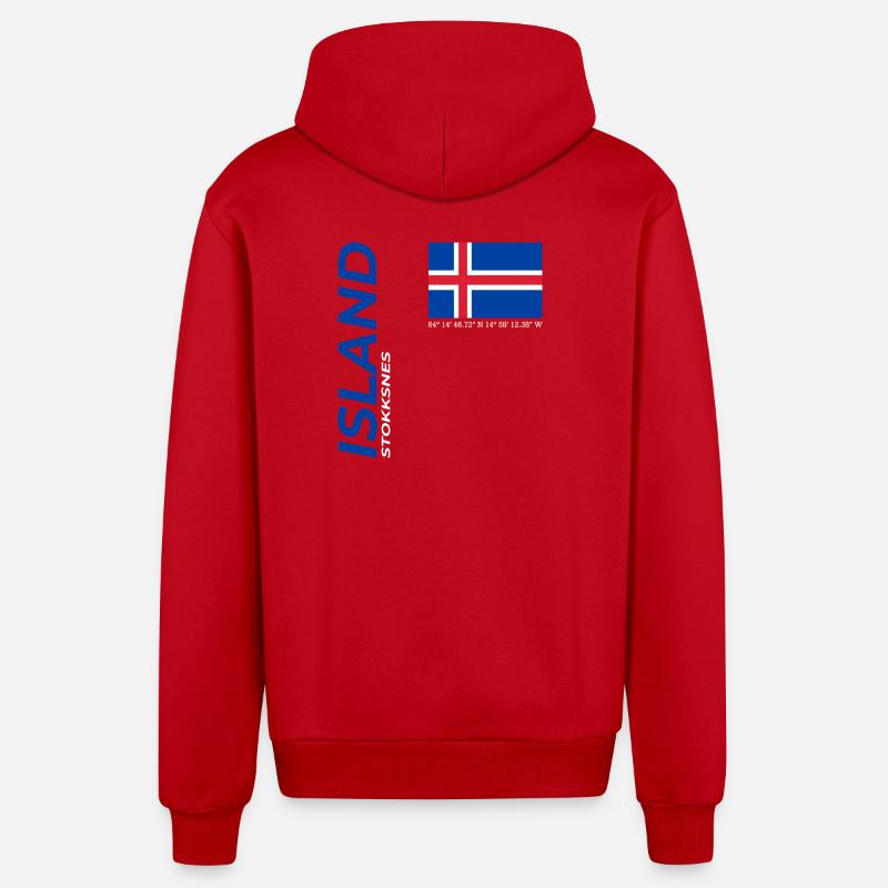 Stokksnes - Veste à capuche bio décontractée fabriquée en UE - rouge
