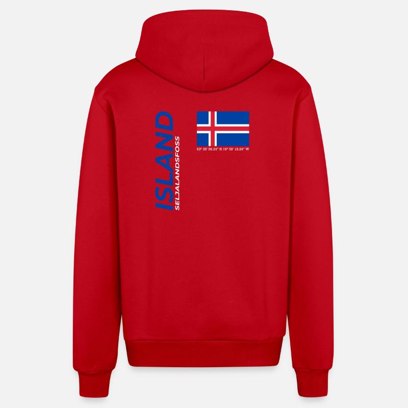 Seljalandsfoss - Veste à capuche bio décontractée fabriquée en UE - rouge