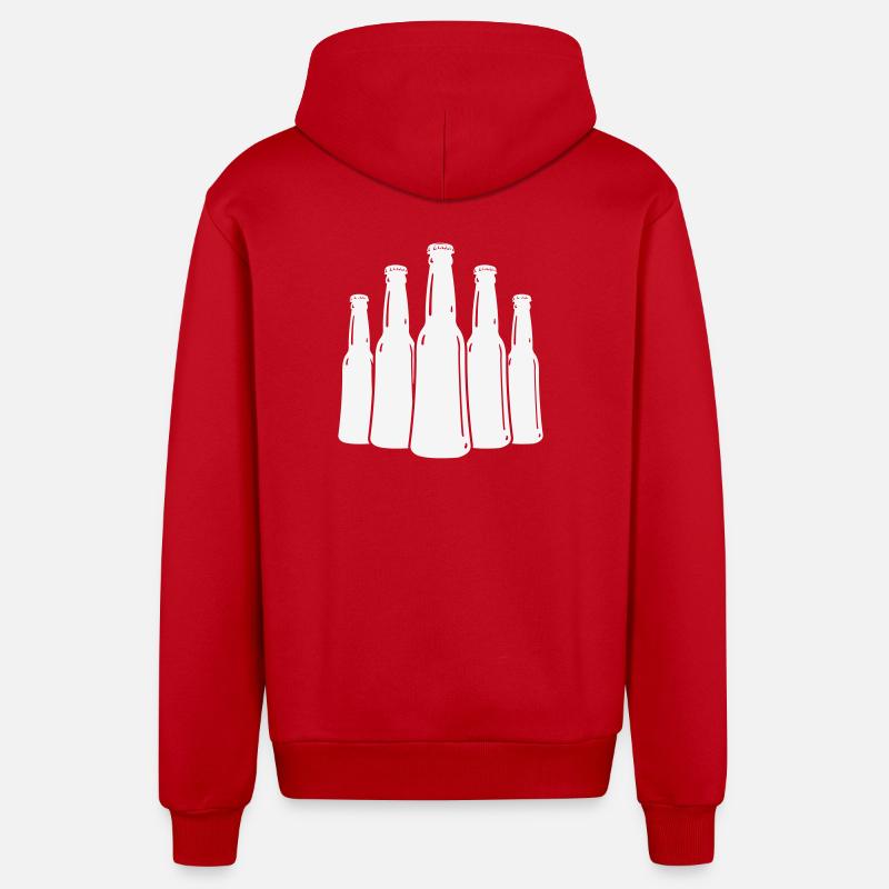 Bierflaschen Silhouette - Organic Relaxed Kapuzenjacke Made in EU - Rot
