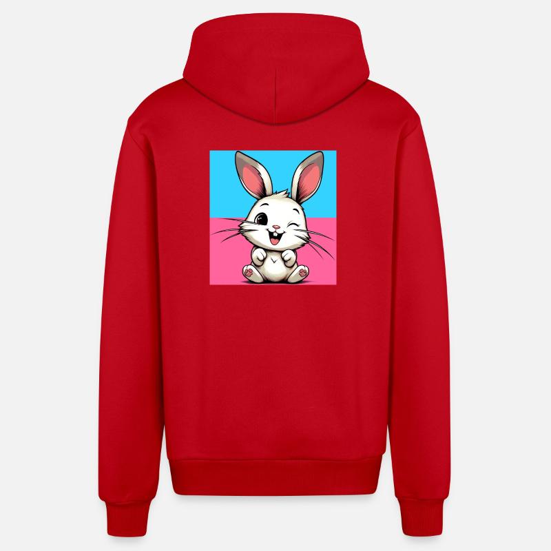 lapin - Veste à capuche bio décontractée fabriquée en UE - rouge