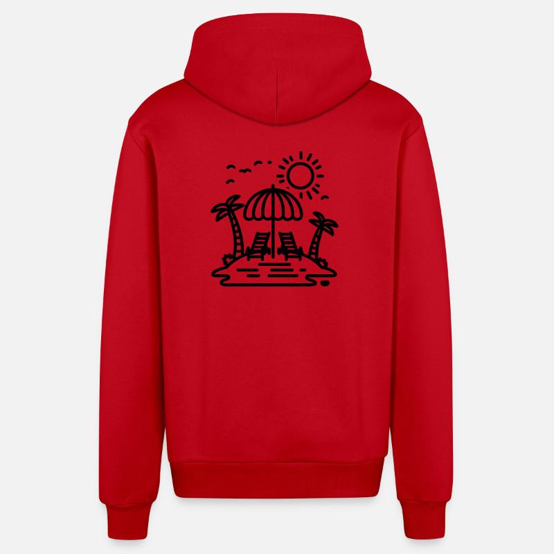 plage - Veste à capuche bio décontractée fabriquée en UE - rouge