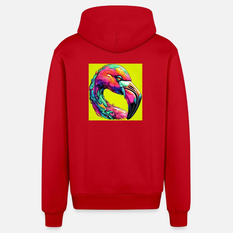 Flamant - Veste à capuche bio décontractée fabriquée en UE - rouge