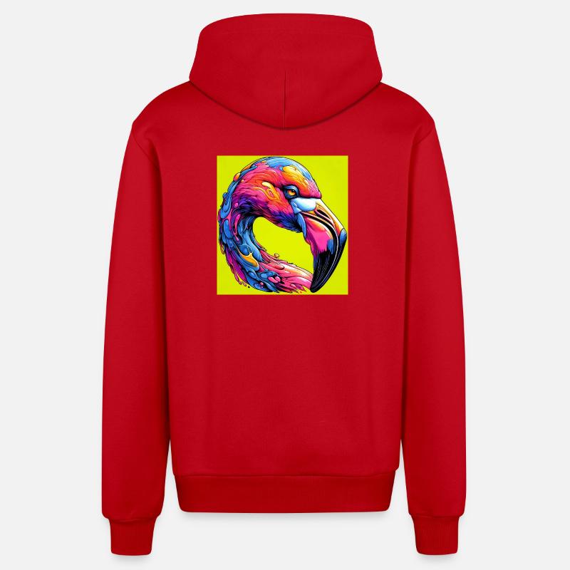 Flamant - Veste à capuche bio décontractée fabriquée en UE - rouge