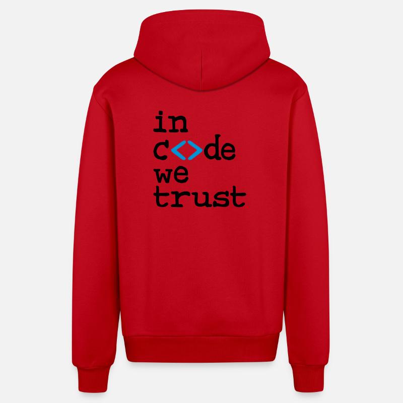 in code we trust ! - Veste à capuche bio décontractée fabriquée en UE - rouge