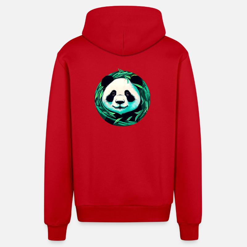 Panda - Veste à capuche bio décontractée fabriquée en UE - rouge