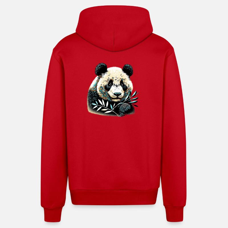 Panda - Veste à capuche bio décontractée fabriquée en UE - rouge