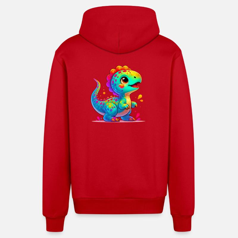 Dinosaure - Veste à capuche bio décontractée fabriquée en UE - rouge
